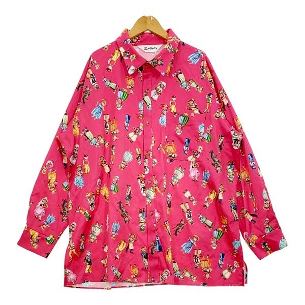 Lois CRAYON &ellecy ロイスクレヨン アンドエルシー 働き者の猫 シャツ ブラウス 55001301 レディース Mサイズ ピンク トップス DL18969■
