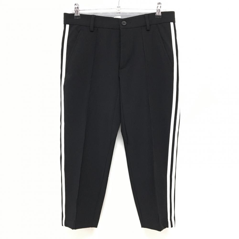 【超美品】アディダス 七分丈パンツ 黒×白 サイド3ライン ストレッチ メンズ 79(M) ゴルフウェア adidas