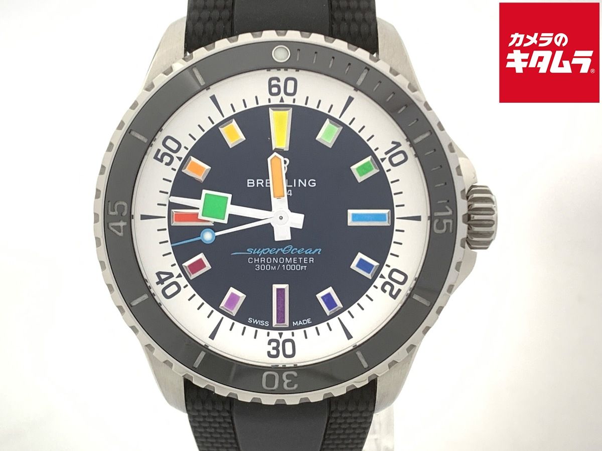 【中古】 【良品】 ブライトリング スーパーオーシャン オートマチック42 ブラック A17375211B2S1/A17375 ステンレススティール レインボー