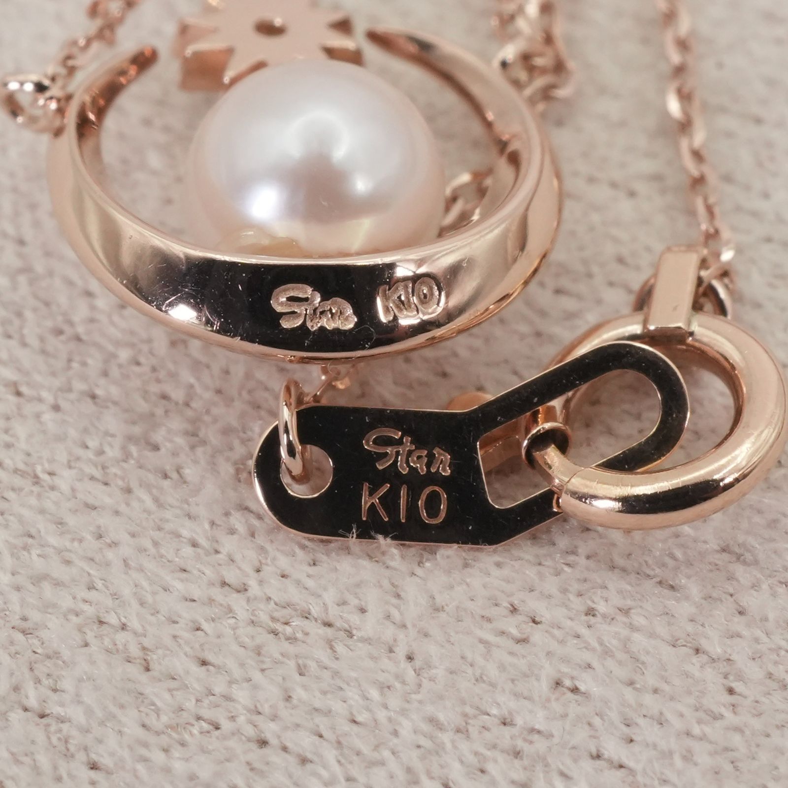 スタージュエリー パール×ホワイトトパーズ K10 ネックレス/25-3857