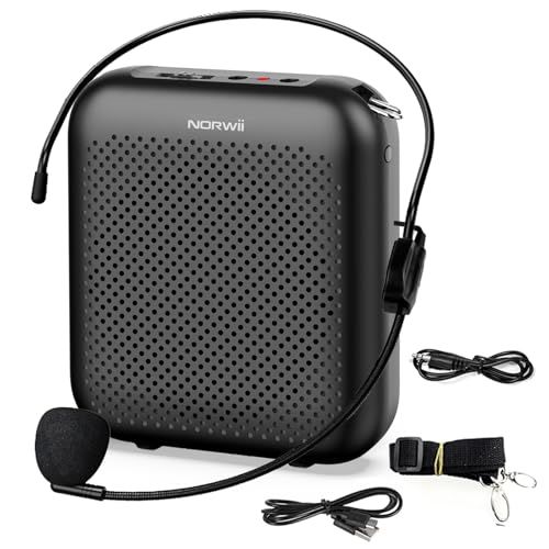 NORWII拡声器ポータブル充電式ミニ音声増幅器、有線マイクイヤホンヘッドセット、教師用音声増幅器、プレゼンテーション、ツアーガイド、会議、コーチ、トレーニングをサポート 国内発送 4d1a364e