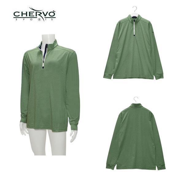 シェルボ CHERVO メンズ 春秋 UVカット 吸水速乾 ストレッチハーフジップ長袖シャツ サイズ52 031-28210ss