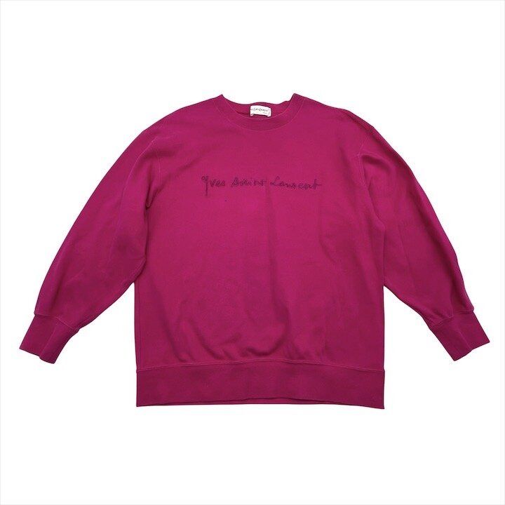 良品 YVES SAINT LAURENT イヴサンローラン YSL スウェット 長袖 Mサイズ 綿100％ ピンク ブランド ファッション レディース c303