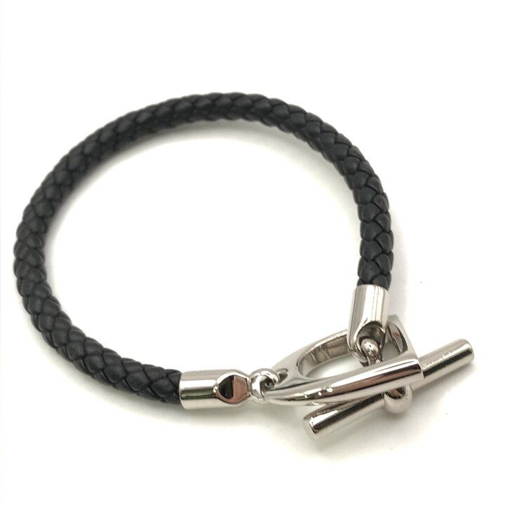 超美品 HERMES エルメス ブレス エトリエ ブラック ブレスレット ブラック シルバー 箱付き アクセサリー k7660 超美品 HERMES エルメス ブレス エトリエ ブラック ブレスレット