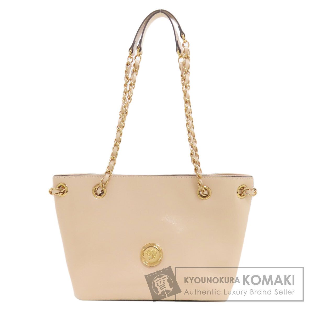 VERSACE ヴェルサーチ ロゴ ハンドバッグ カーフ レディース [中古]