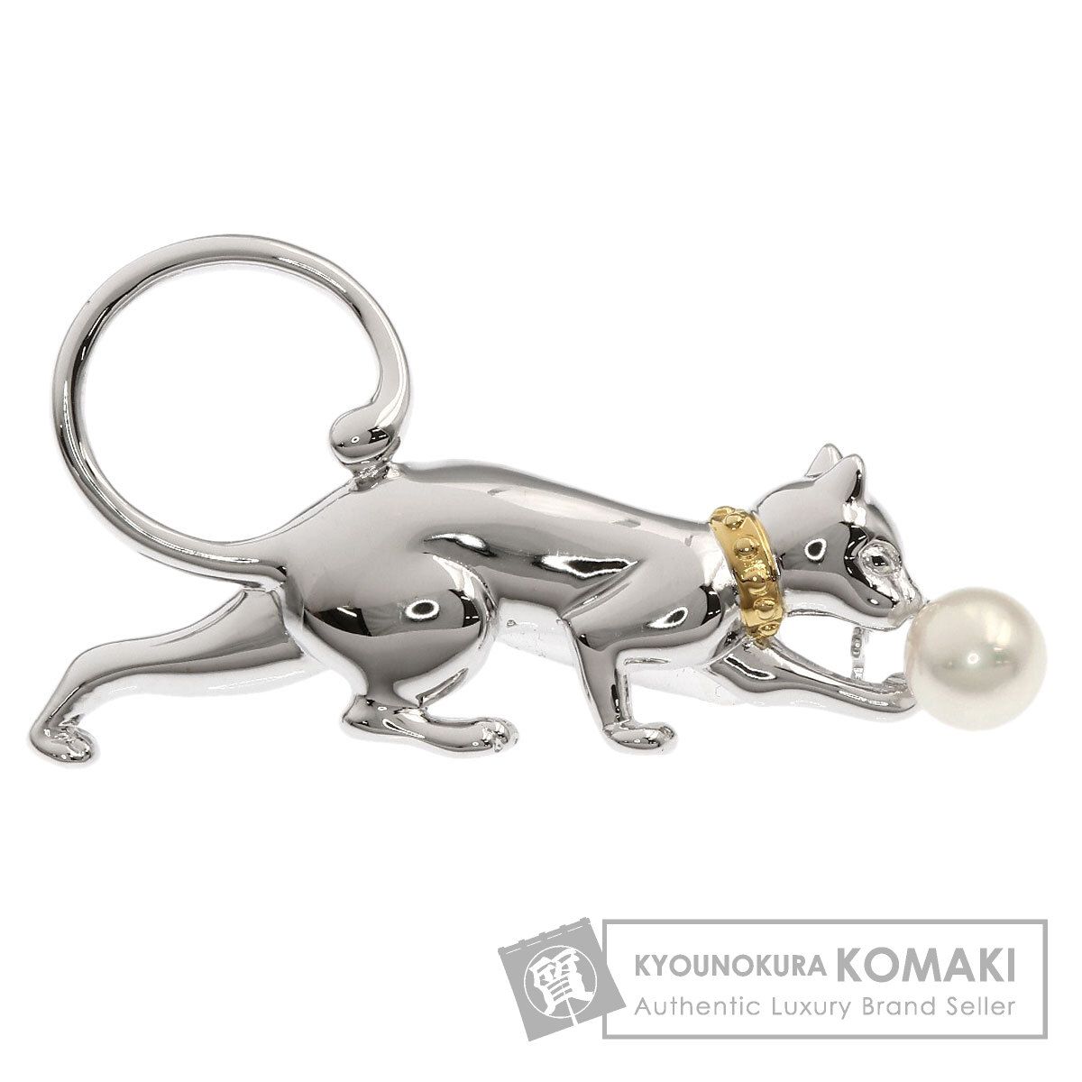 MIKIMOTO ミキモト キャットモチーフ アコヤパール 真珠 ブローチ SV レディース [中古]
