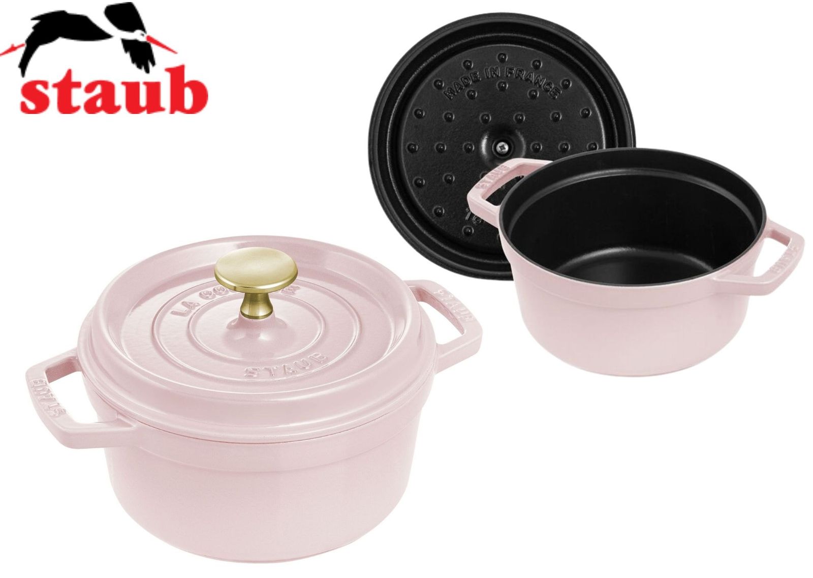 新品 STAUB グランド ココット 24cm 4.75L 鋳鉄ホーロー鍋 IH・オーブン対応 電子レンジは使用不可 ノブを掴むのに最適なミトン付き STAUB グランド ココット