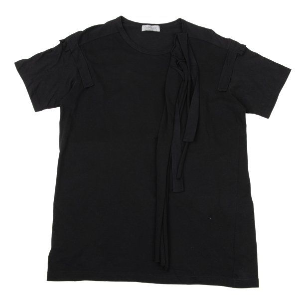 ヨウジヤマモト プールオムYohji Yamamoto POUR HOMME テープ装飾デザインTシャツ 黒3