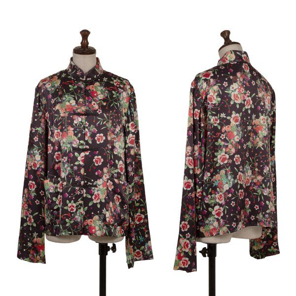 コムコム コムデギャルソンCOMME des GARCONS シルクフローラルプリントチャイナジャケット マルチM