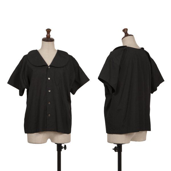 コムコム コムデギャルソンCOMME des GARCONS コットンラウンドカラーブラウス 黒XS