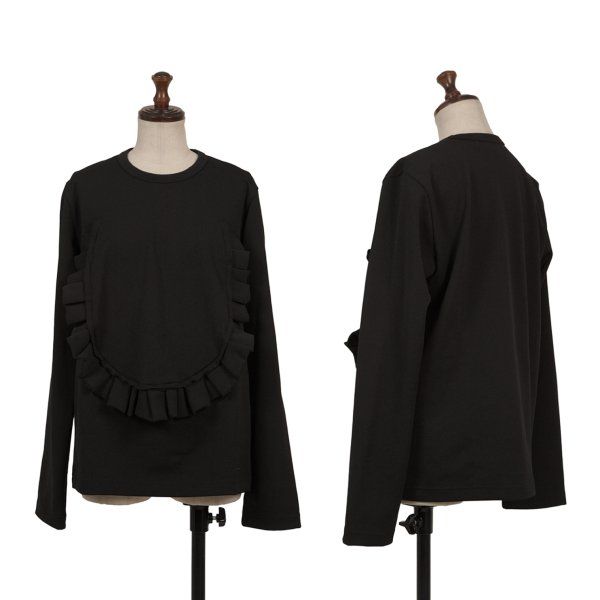 コムコム コムデギャルソンCOMME des GARCONS ポリフロントフリルカッティング長袖カットソー 黒M