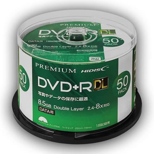 HIDISC DVD-R データ用 8.5GB DL 片面2層 容量 8倍速対応 1回記録用 インクジェットプリンタ対応 50枚 スピンドルケース入kk ea7e412d
