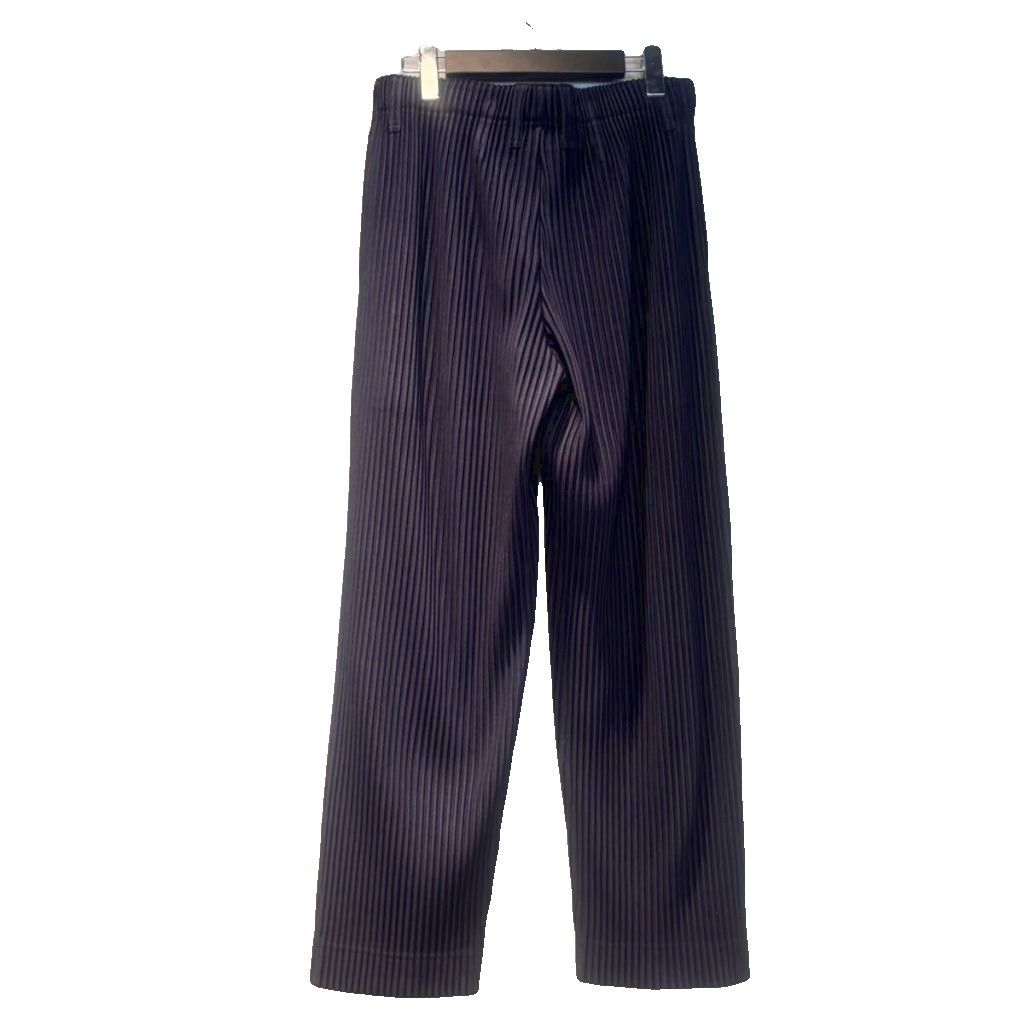 オムプリッセイッセイミヤケ HOMME PLISSE ISSEY MIYAKE タグ付き BASICS ストレート パンツ ウエストゴム 2 紺 ネイビー HP55-JF550-75