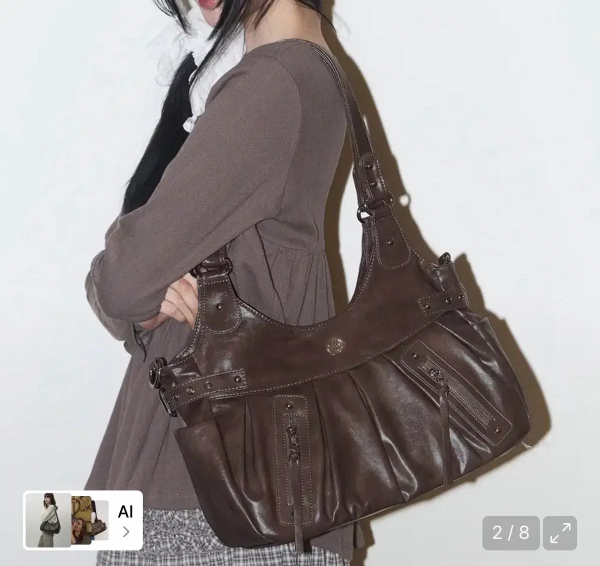 イリゴー アンバー バックル ショルダーバッグ ベージュ