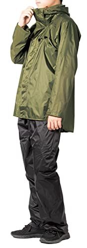 ☆新品☆[マック] レインスーツ 耐水圧3,000?H2O 簡単収納 上下セット ベンチレーション バッグイン仕様 軽量 コンパクト くるっとパックレインスーツ AS-7660KH LL カーキ 056a5cee