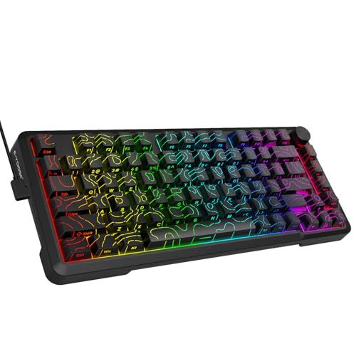 ☆新品☆e元素 Z82 75% メカニカルキーボード 英語配列 81キー 有線 ゲーミングキーボード 銀軸 ホットスワップ 3/5 ピン対応 4 層吸音静音構造&ノブ付き RGBバックライト付き 全キー防衝突 USB-C PS5/Window 314df472