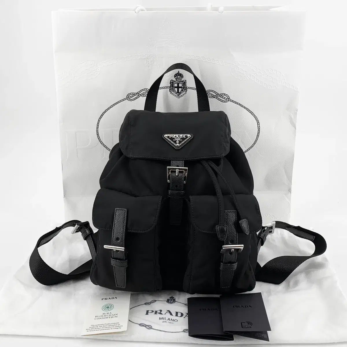 PRADA プラダ リナイロン 三角ロゴ バックパック ブラック 1BZ677