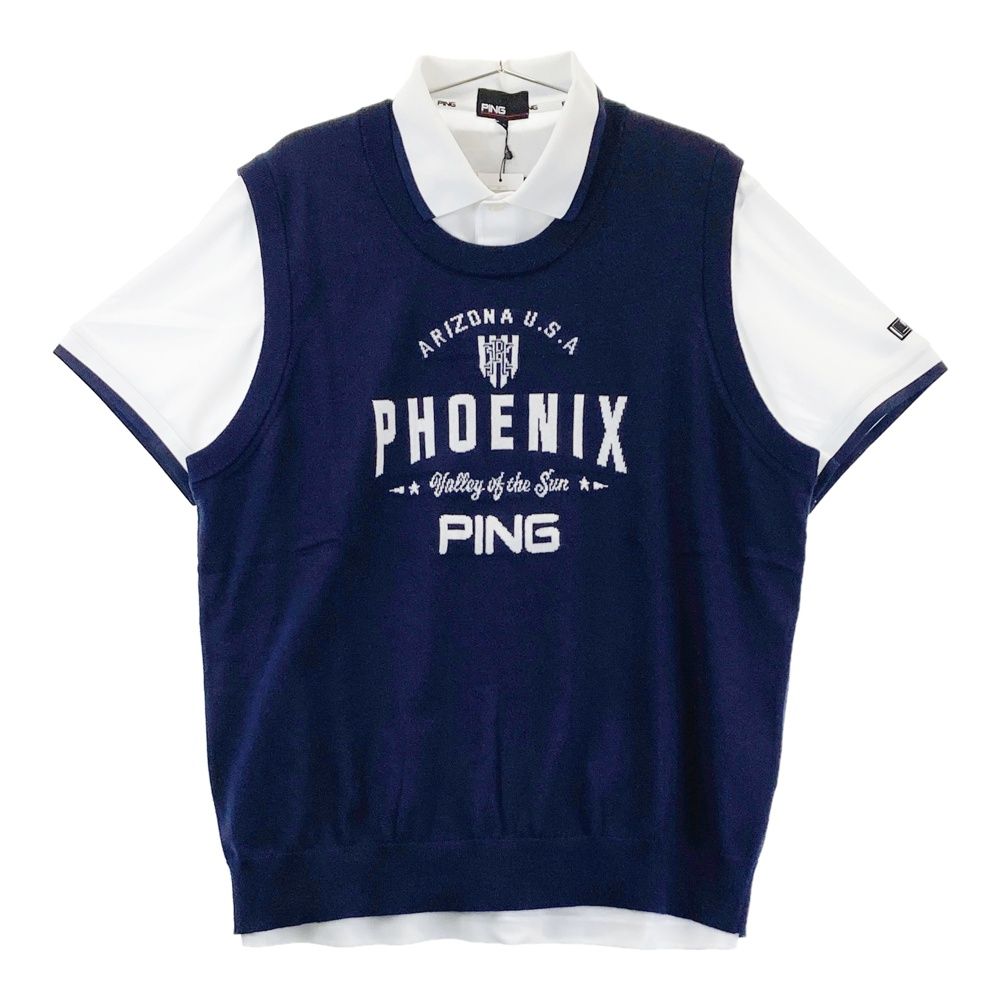 サイズ：LL PING ピン 2025年 621-5274900 ベスト付きポロシャツ ネイビー系 [240101685941] ゴルフウェア メンズ ストスト