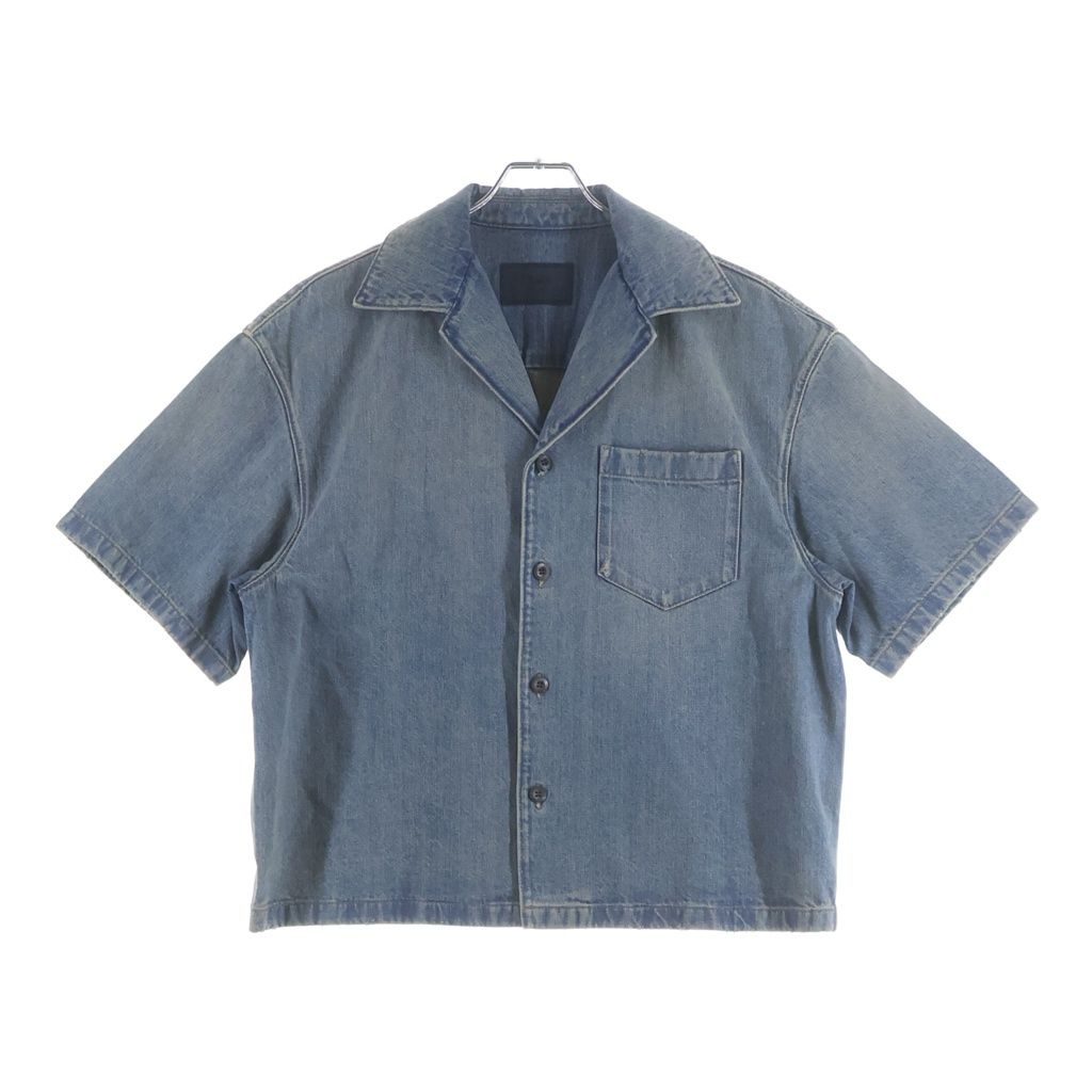 PRADA (プラダ) 23SS DENIM SHIRT 胸ポケット 開襟 デニム半袖シャツ インディゴ GEC068