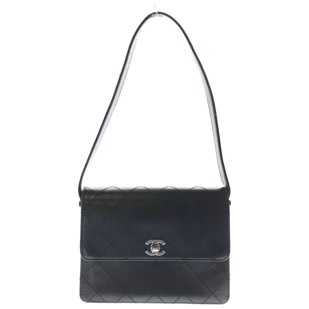 CHANEL (シャネル) マトラッセ ターンロック ワンショルダーバッグ 黒 ラムスキン