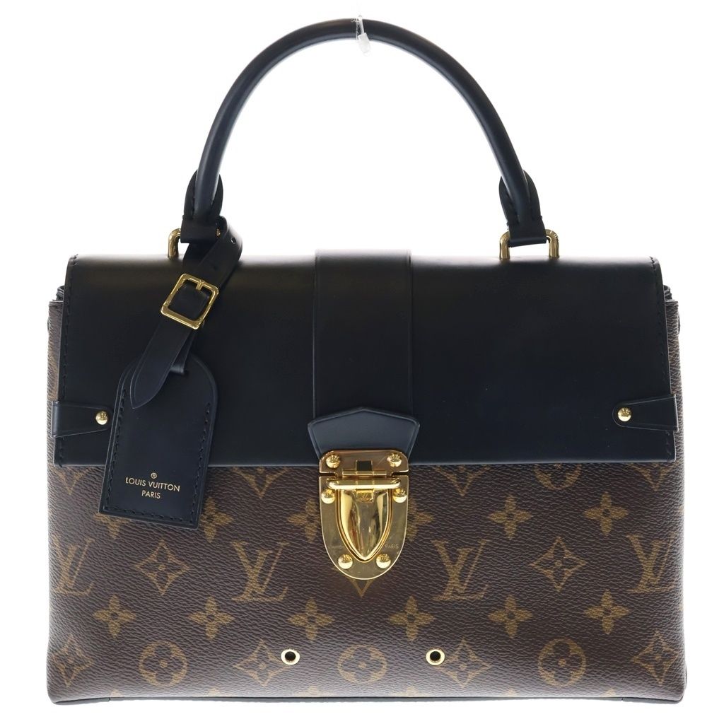 LOUIS VUITTON (ルイヴィトン) モノグラム ワンハンドル フラップバッグ ハンドバッグ ブラック×ブラウン レザー×PVC M43125 ゴールド金具