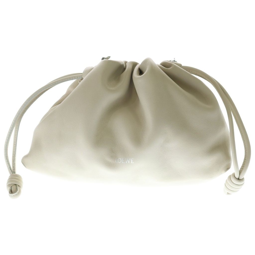 LOEWE (ロエベ) フラメンコバース ショルダーバッグ ハンドバッグ チェーンバッグ ホワイト レザー シルバー金具