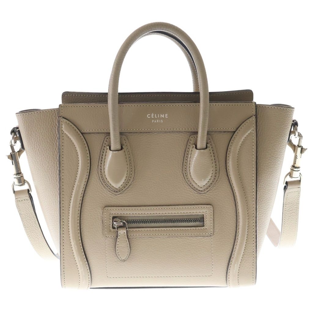 CELINE (セリーヌ) ラゲージ ナノ 2WAYバッグ ハンドバッグ ショルダーバッグ トートバッグ ベージュ レザー シルバー金具