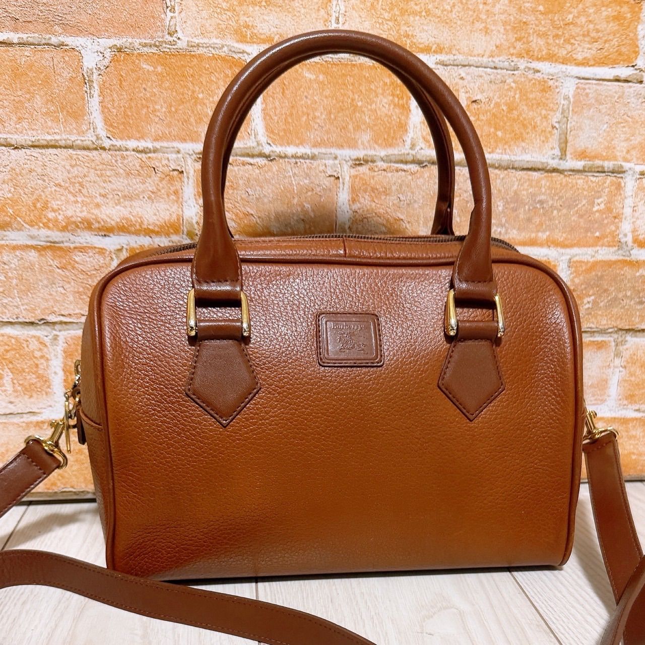 (美品) Burberrys(バーバリー)2wayバッグ レザー キャメル
