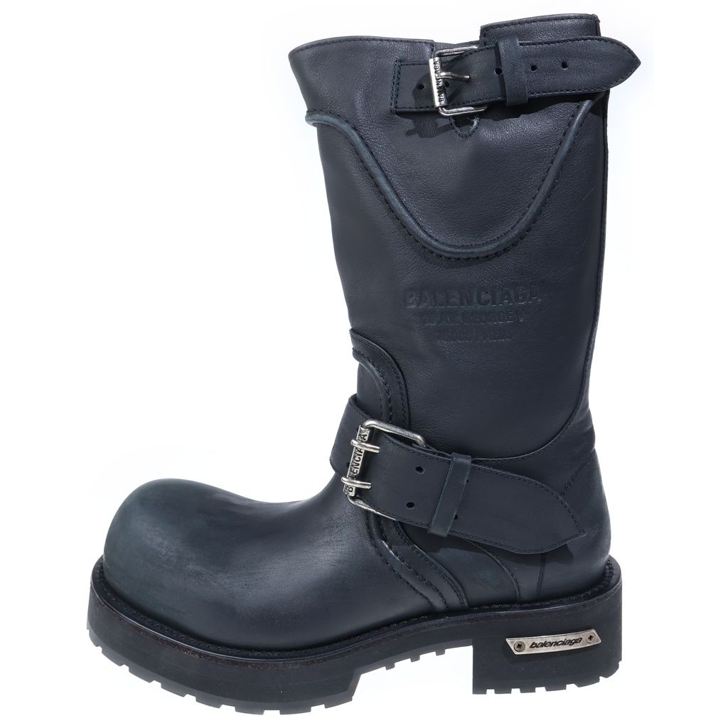 BALENCIAGA (バレンシアガ) Venom BootsヴェノムUSED加工ハイカットレザーエンジニアブーツ ブラック