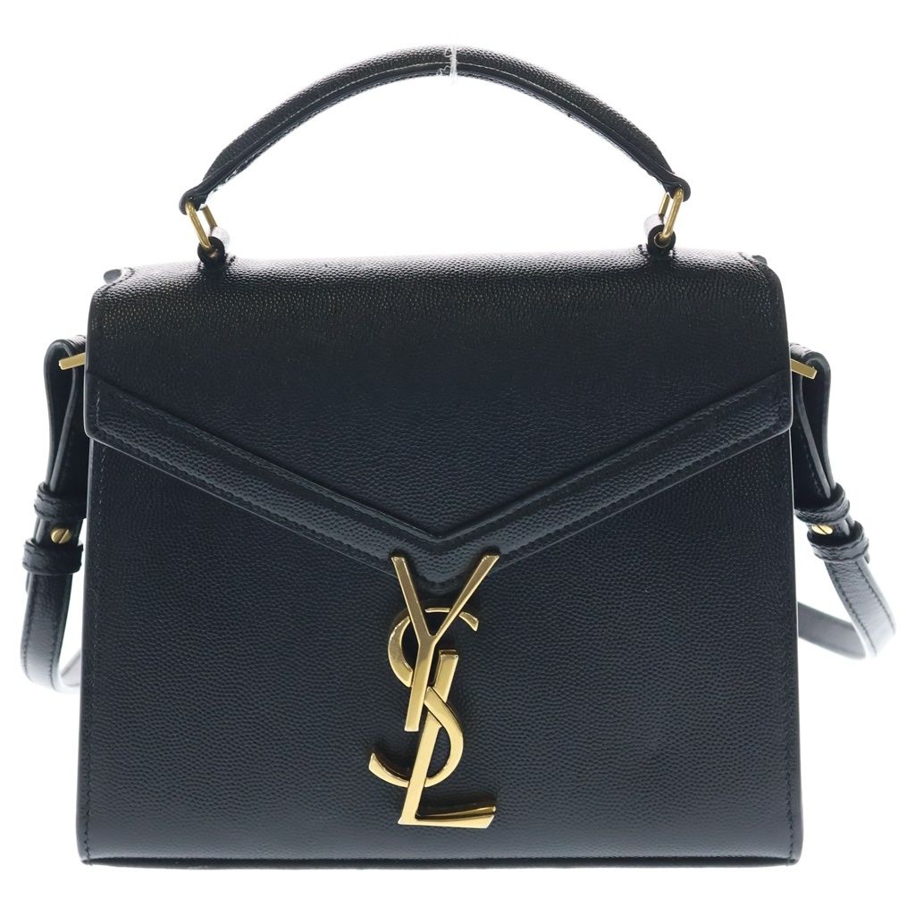 SAINT LAURENT PARIS (サンローランパリ) カサンドラ トップハンドル 2WAYショルダーバッグ ハンドバッグ ブラック レザー 623931 ゴールド金具 レディース