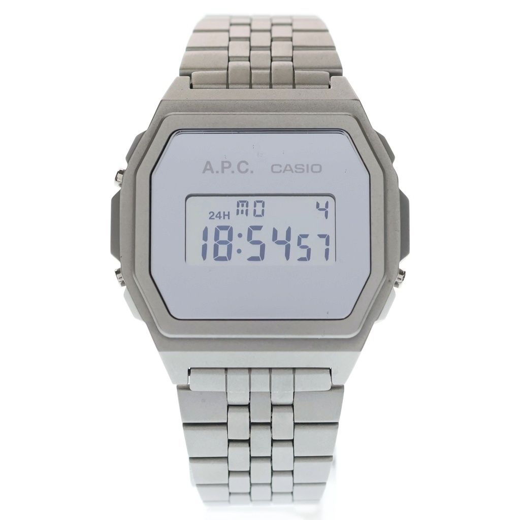 A.P.C (アーペーセー) ×CASIO A1000ACD-7JR カシオ ステンレススチール デジタル時計 ウォレット シルバー