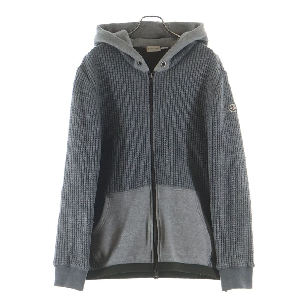 MONCLER (モンクレール) ワッフル ダウン切り替え パーカー フーディー グレー×カーキ C20918413800