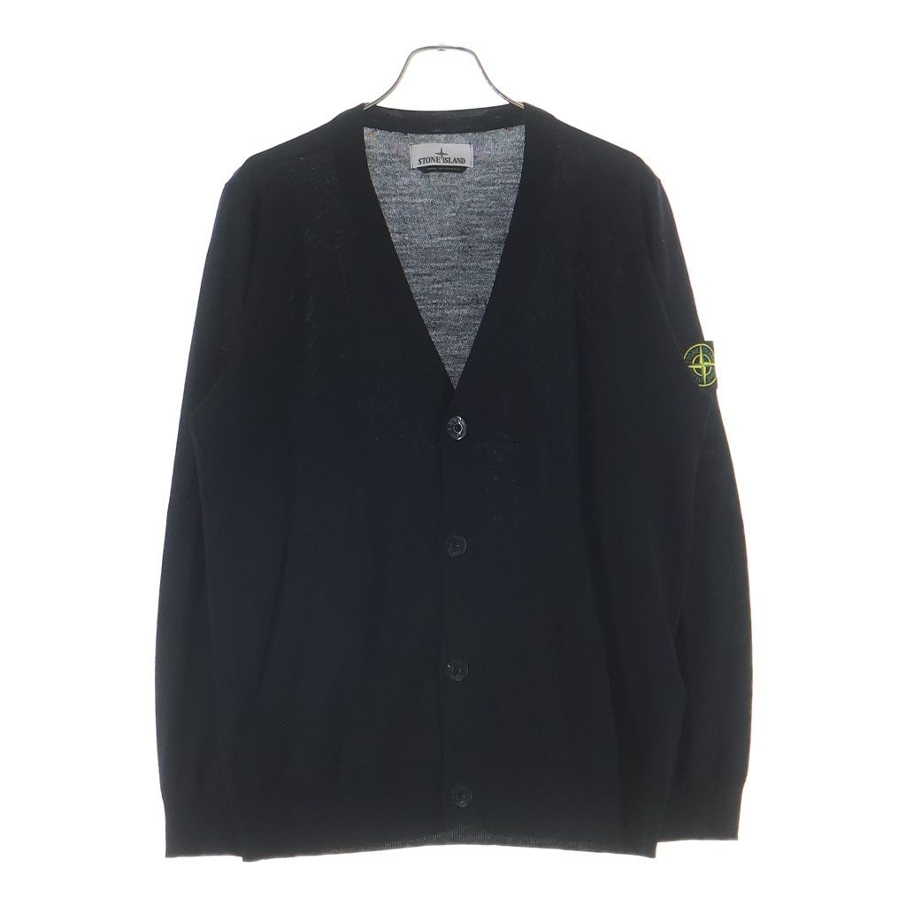 STONE ISLAND (ストーンアイランド) 22AW Logo Patch Knit Cardigan ロゴパッチ ニットカーディガン ウール ブラック 7715511C4