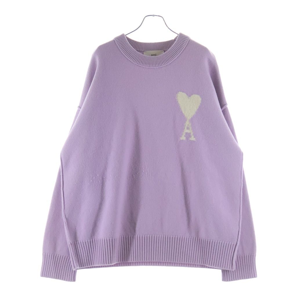ami paris (アミパリス) クルーネック ウール セーターRN/CA パープル UKS090.KN0090