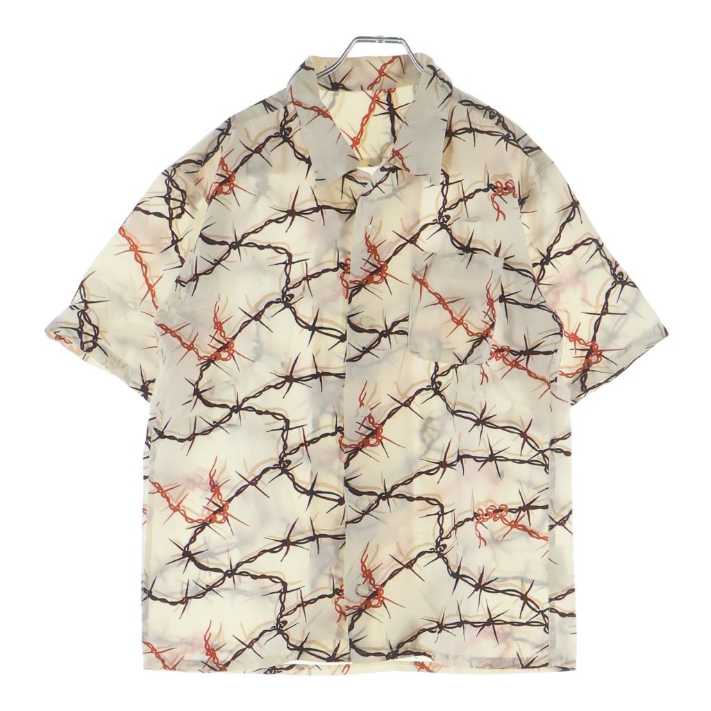 TENDERLOIN (テンダーロイン) T-BW RAYON SHT S/S レーヨン 有刺鉄線 オープンカラー 半袖シャツ ホワイト