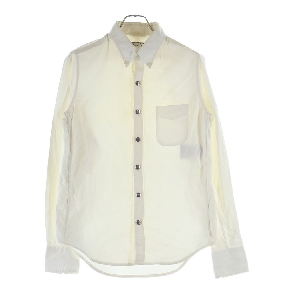 MONCLER (モンクレール) CAMICIA アームワッペンロゴ スナップボタン 長袖 シャツ ホワイト 423915202000