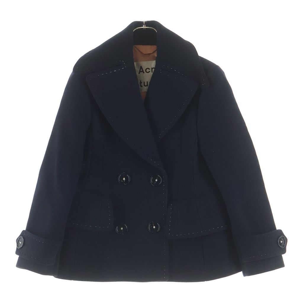 Acne Studios (アクネ ストゥディオズ) CHEYE T MELTON シェイティーメルトン ウール ホワイトステッチ ダブルジャケット ネイビー レディース 12V173