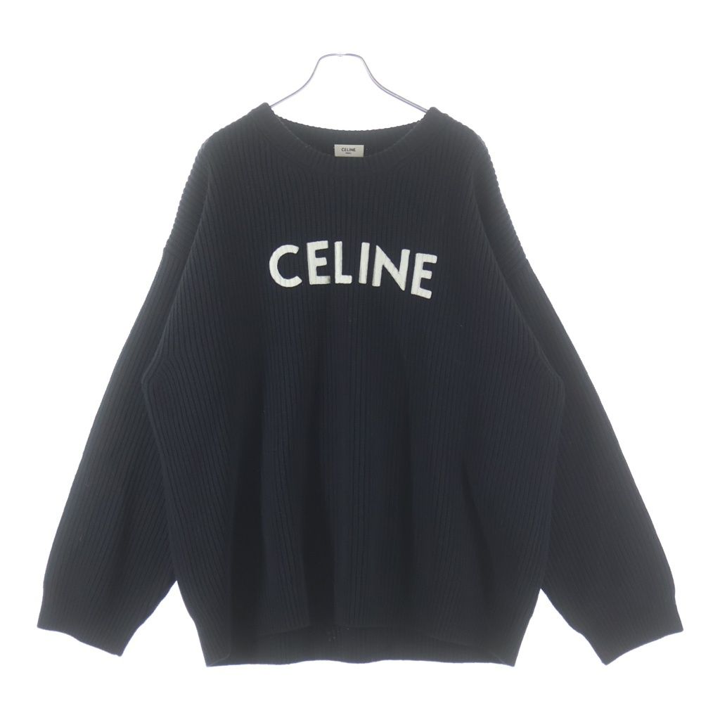 CELINE (セリーヌ) 21AW Embroidery Over Size Sweater ロゴエンブロイダリー オーバーサイズニットセーター ブラック 2A19R423P