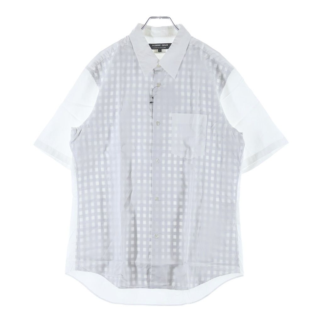 COMME des GARCONS HOMME DEUX (コムデギャルソン オムドゥ) 11SS 裏地チェック柄 ボタンダウン半袖シャツ ホワイト DG-B019