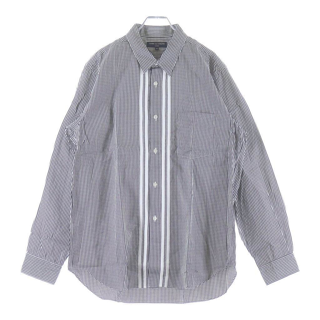 COMME des GARCONS HOMME (コムデギャルソンオム) 08SS センターライン ギンガムチェック柄 ボタンダウン長袖シャツ ブラック/ホワイト HA-B048