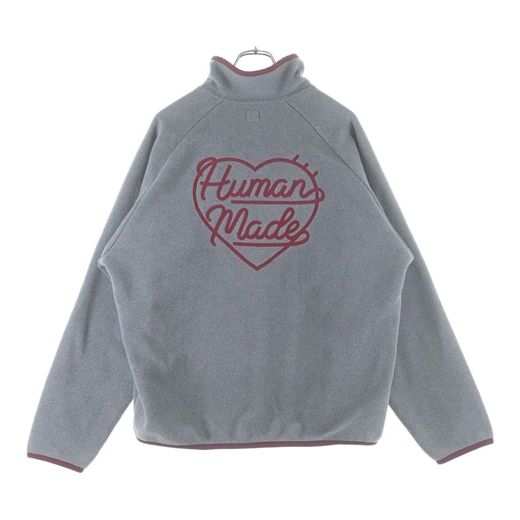 HUMAN MADE (ヒューマンメイド) FLEECE HALF-ZIP PULLOVER ロゴ刺繍 プルオーバーハーフジップフリース グレー HM28CS019