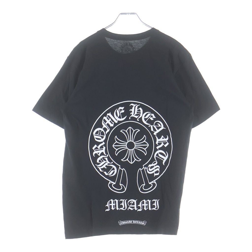 CHROME HEARTS (クロムハーツ) Miami Horseshoe S/S Tee マイアミ限定 バック ホースシュー クルーネック半袖Tシャツカットソー ブラック