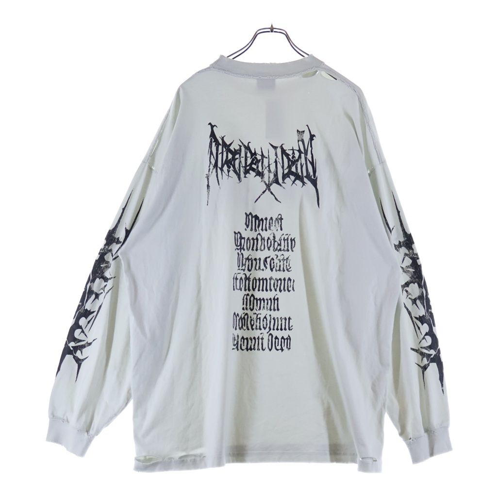BALENCIAGA (バレンシアガ) 24AW デストロイ ダメージ加工 クルーネック長袖Tシャツ カットソー ライトブルー 796917 TRVF9