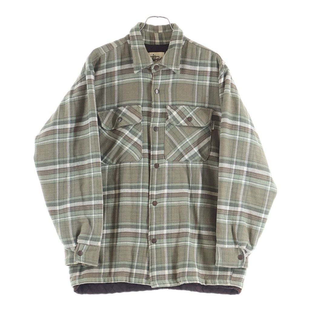STUSSY (ステューシー) 90S 裏地キルティング チェック シャツ ジャケット グリーン