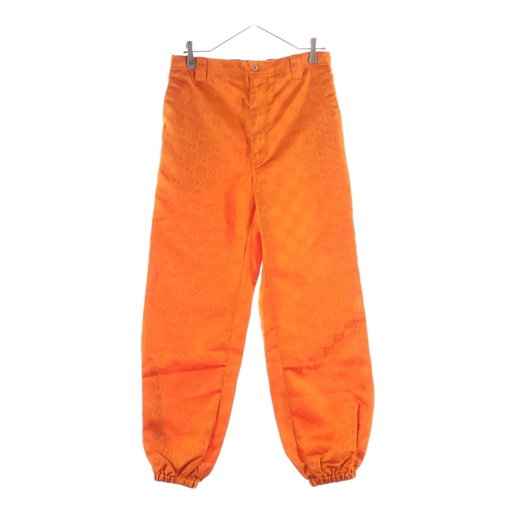 GUCCI (グッチ) OFF THE GRID SPORTS LONG PANTS オフザグリッド GG総柄 ナイロンロングパンツ オレンジ 631111 ZAEBN