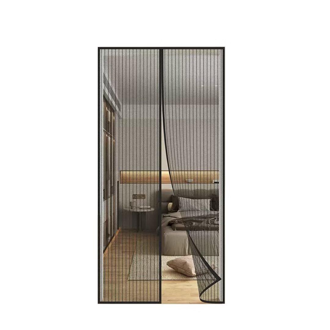 Firsttry 網戸 マグネット式 玄関網戸 網戸カーテン 90x235cm 自動開閉 簡単取り付け 通気性がよい キッチン/リビングルーム/玄関適応 マジックテープ付き（ブラック）(沖縄・離島の方発送不可）) a5ffc50a