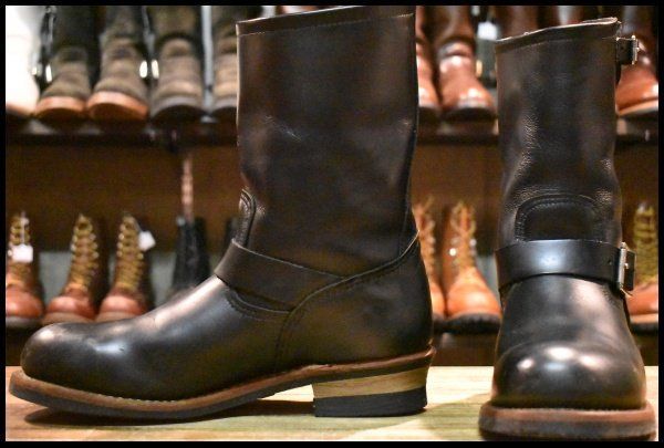 【9.5D 良品 11年】レッドウィング 2268 エンジニア 黒 ブラッククローム スチールトゥ プルオン ブーツ redwing HOPESMORE【GE066】