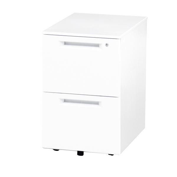 インワゴン/サイドチェスト 〔2段 ホワイト〕 幅395×奥行550×高さ615mm スチール 仕切板 ペントレー付き 〔オフィス〕 完成品