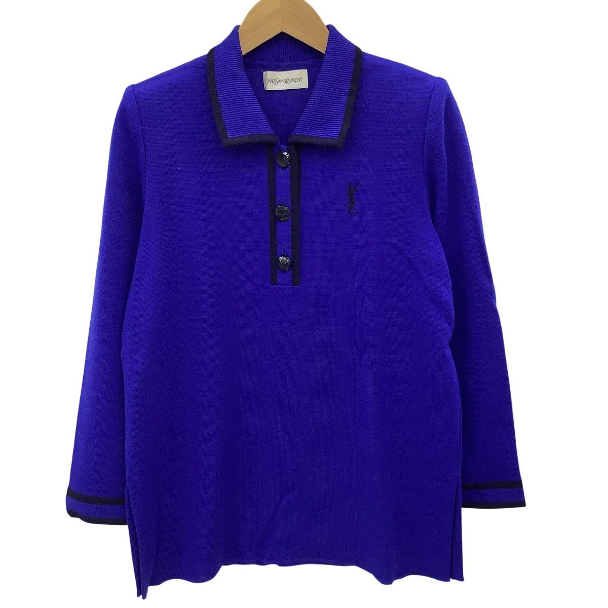 Yves Saint Laurent イブサンローラン レディース 長袖 ポロシャツ SIZE M ブルー