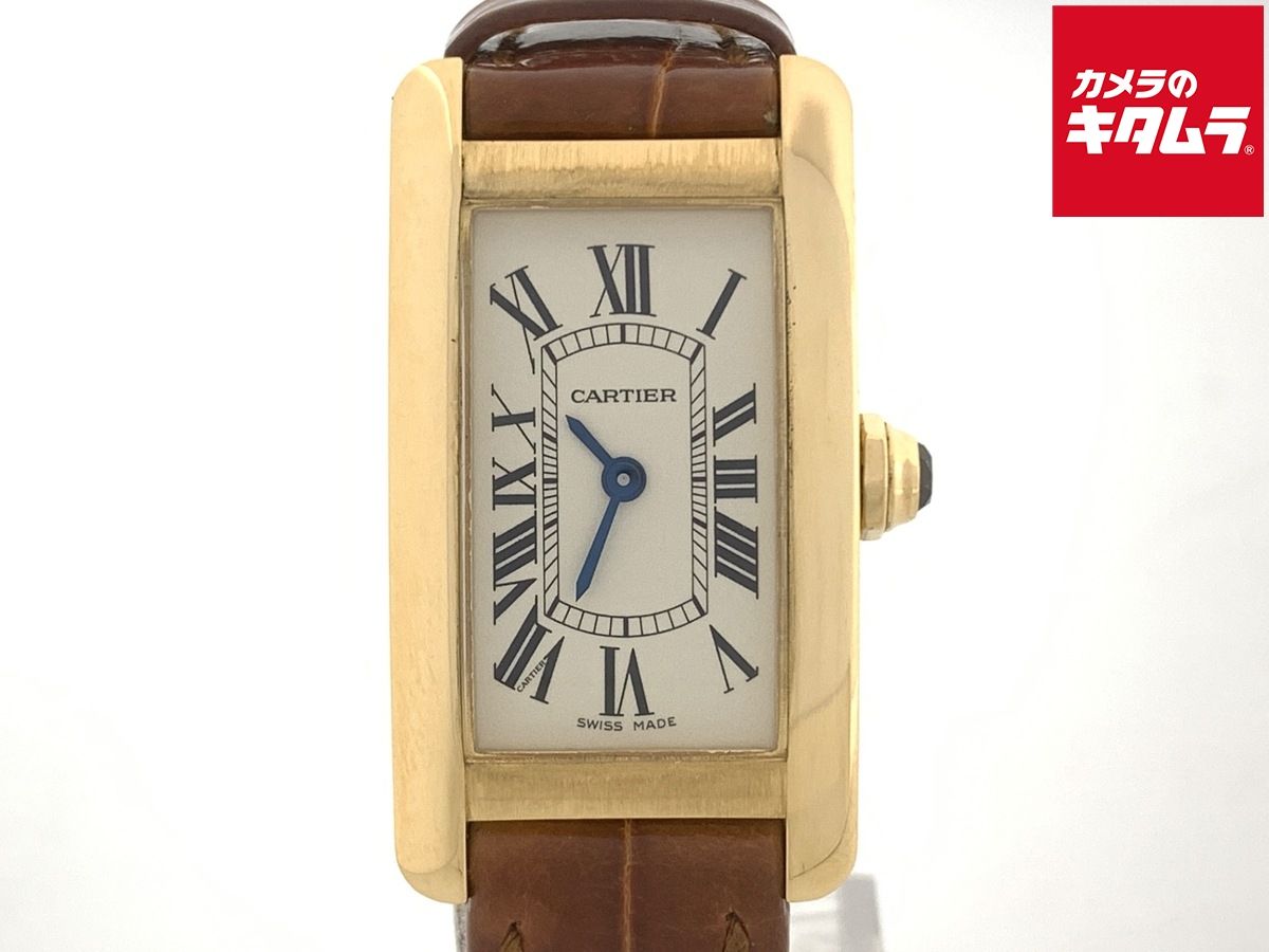 【中古】 【良品】 カルティエ タンクアメリカン SM ホワイト W2601556 イエローゴールド